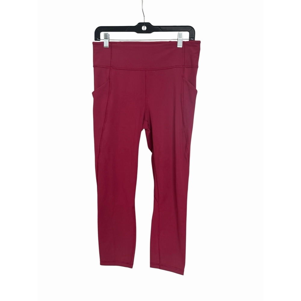 Lululemon Time To Sweat Crop 23" Womens 10 Full-On Luxtreme Ruby Red #MMM15-3